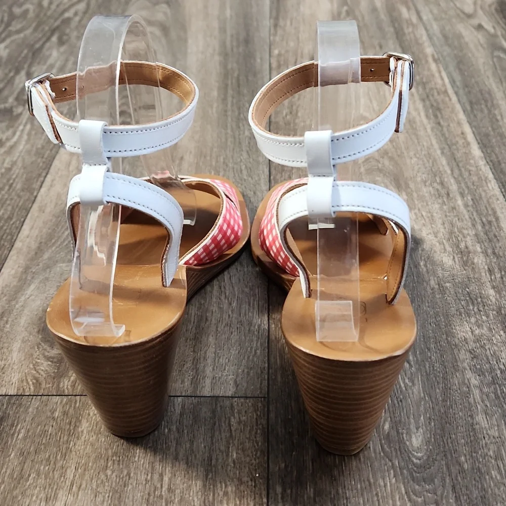 K.Jacques St. Tropez Alicia Red/White Gingham Wedges Size 40